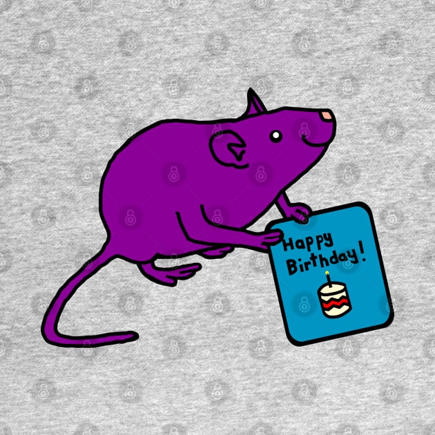 Cute Rat with Birthday Greetings by ellenhenryart